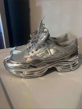 Women's Metallic Silver Platform Sneakers with Chunky Gloss Sole
